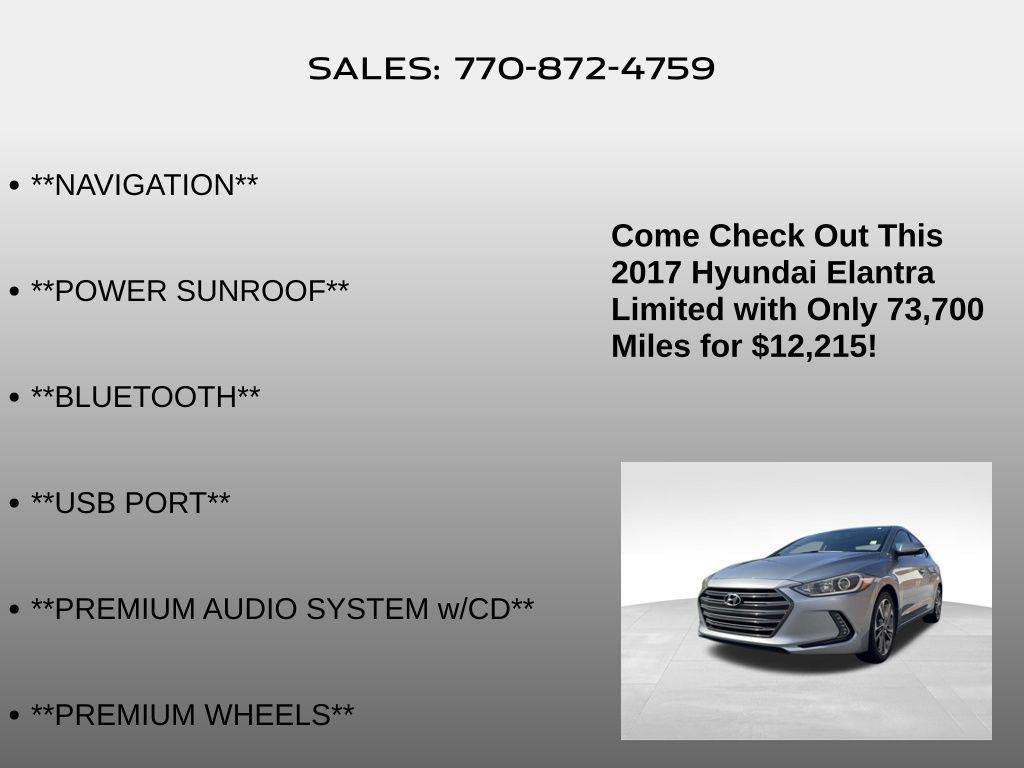 used 2017 Hyundai Elantra car, priced at $12,215