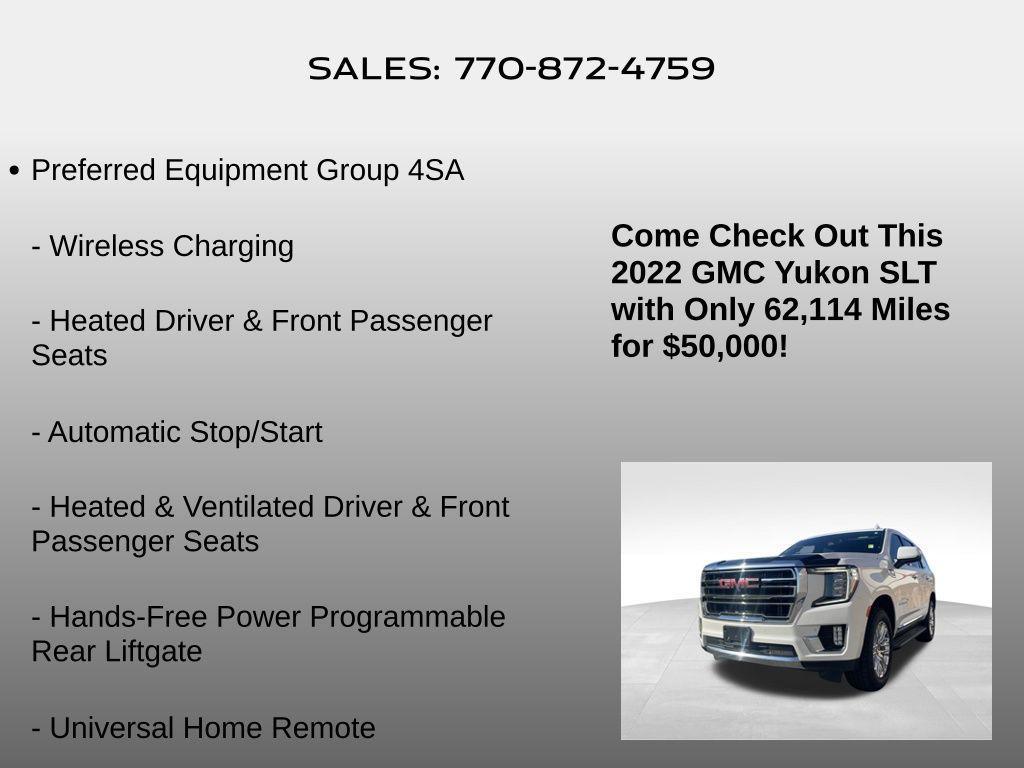 used 2022 GMC Yukon car, priced at $50,000