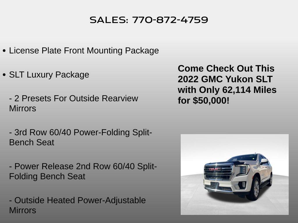 used 2022 GMC Yukon car, priced at $50,000