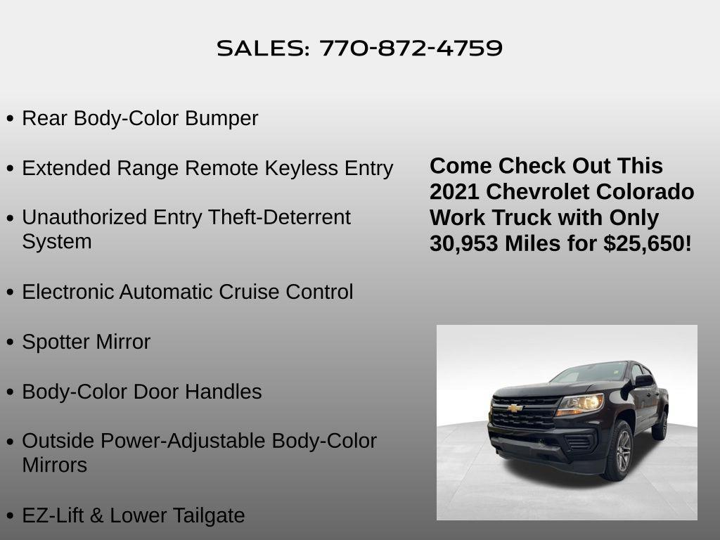 used 2021 Chevrolet Colorado car, priced at $25,650