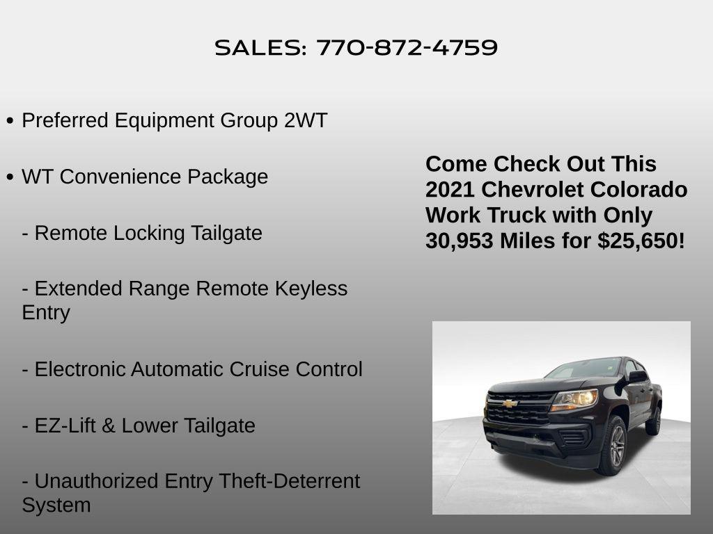 used 2021 Chevrolet Colorado car, priced at $25,650