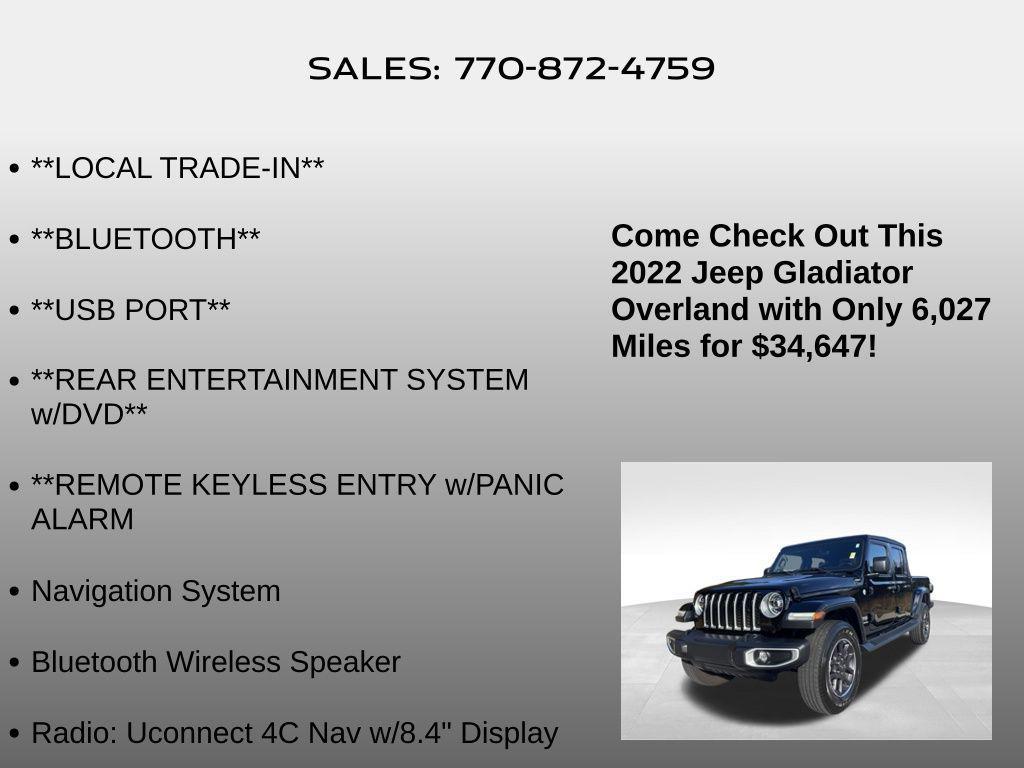used 2022 Jeep Gladiator car, priced at $34,647