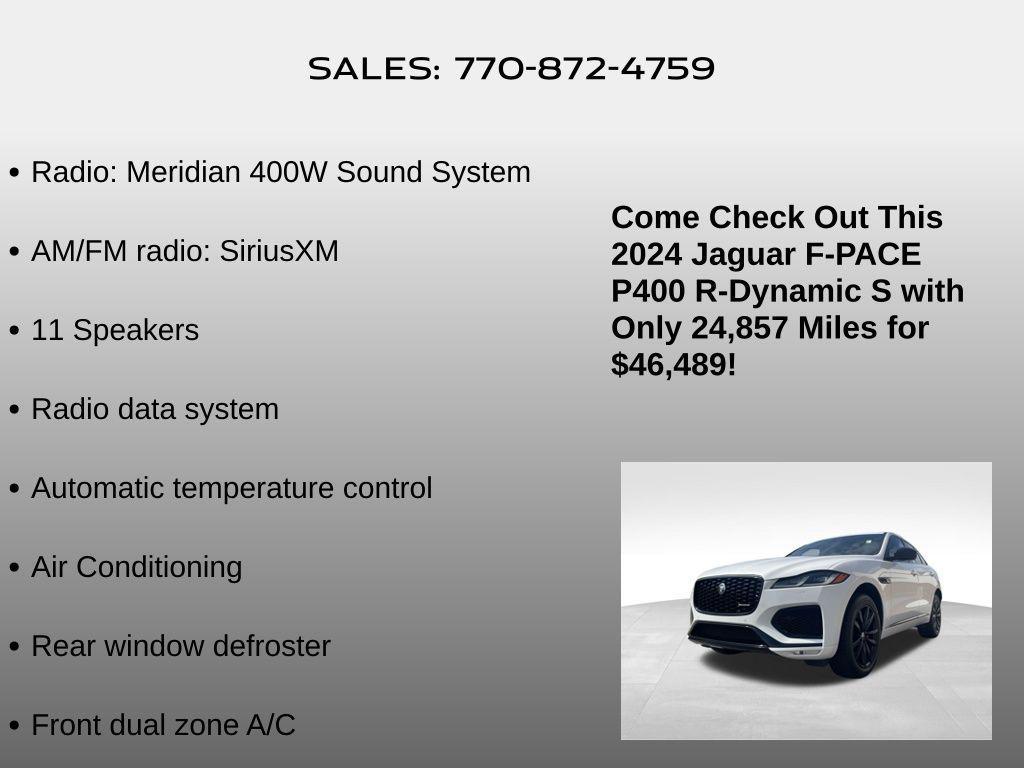 used 2024 Jaguar F-PACE car, priced at $46,489