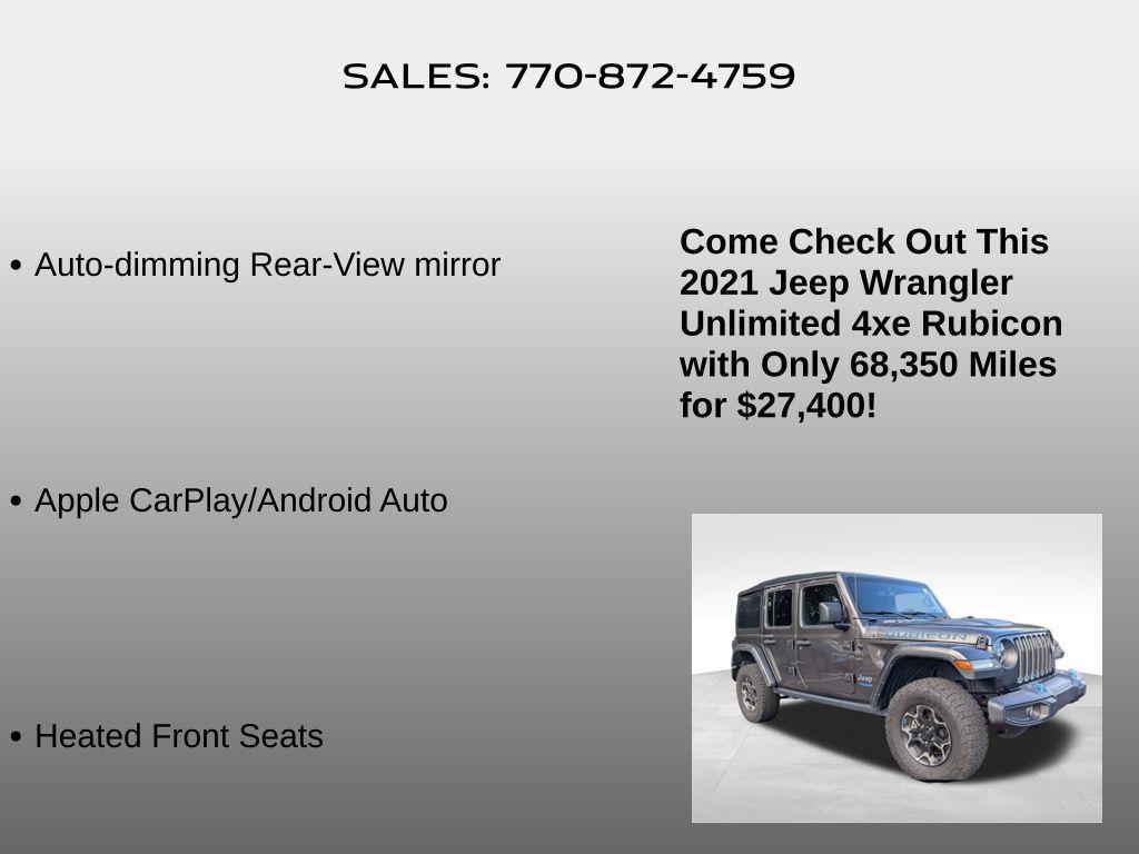 used 2021 Jeep Wrangler Unlimited 4xe car, priced at $27,400