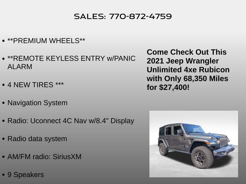 used 2021 Jeep Wrangler Unlimited 4xe car, priced at $27,400
