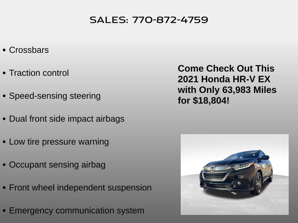 used 2021 Honda HR-V car, priced at $18,804