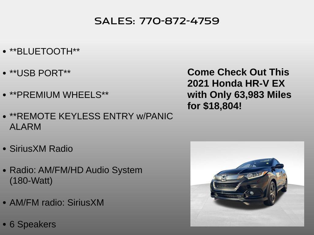 used 2021 Honda HR-V car, priced at $18,804