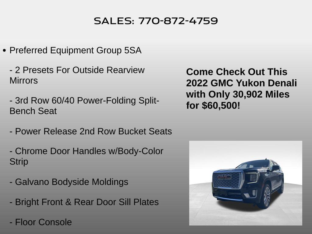 used 2022 GMC Yukon car, priced at $60,500