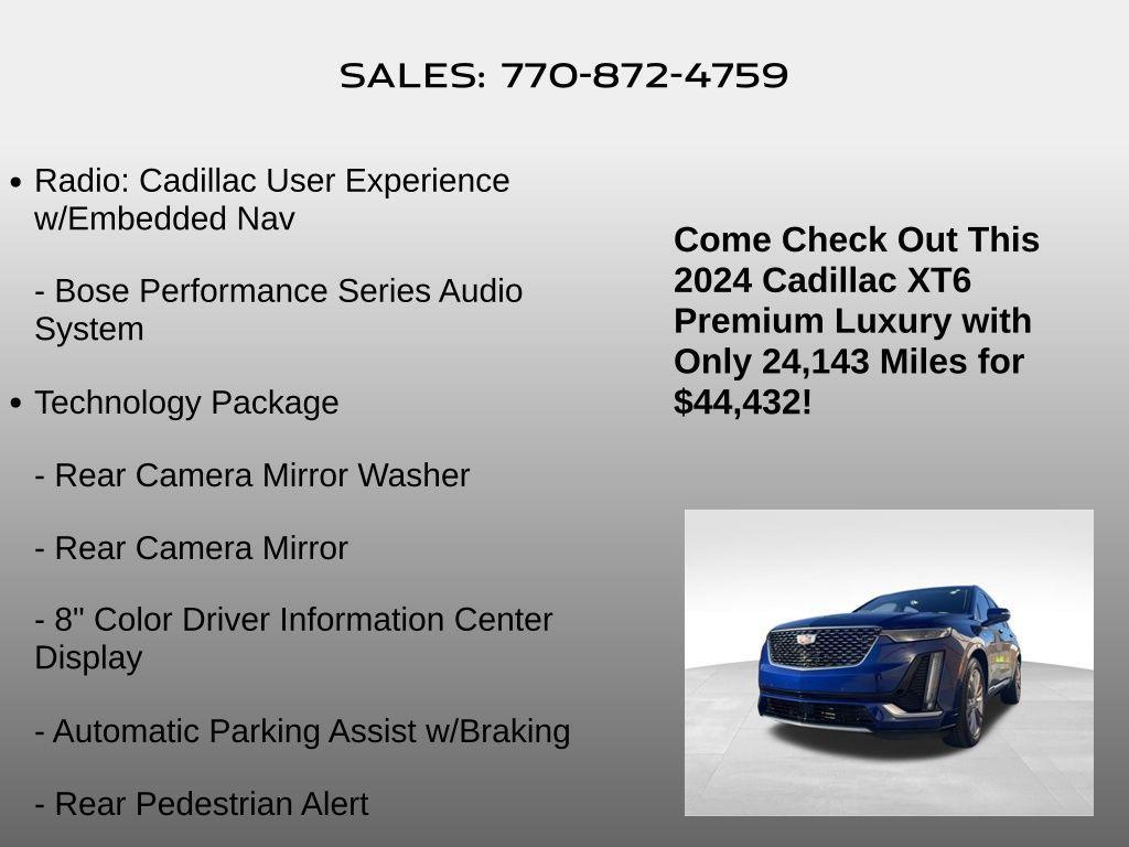 used 2024 Cadillac XT6 car, priced at $44,432