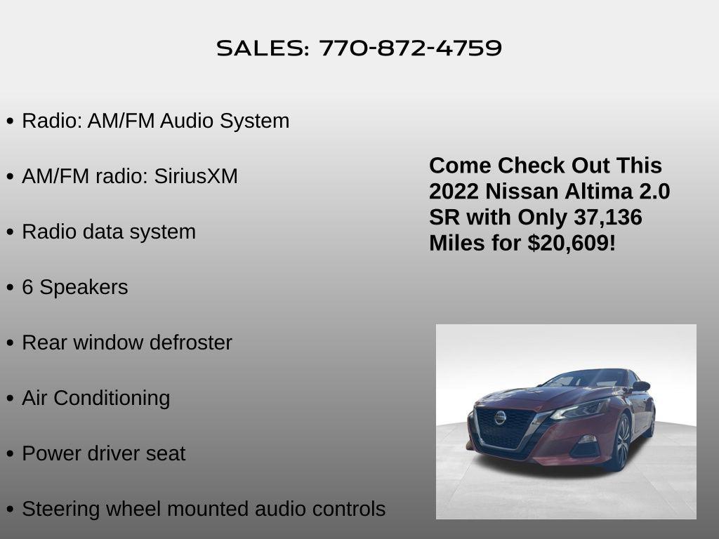 used 2022 Nissan Altima car, priced at $20,609