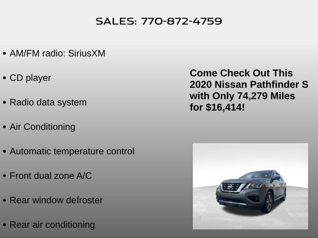 used 2020 Nissan Pathfinder car, priced at $16,414