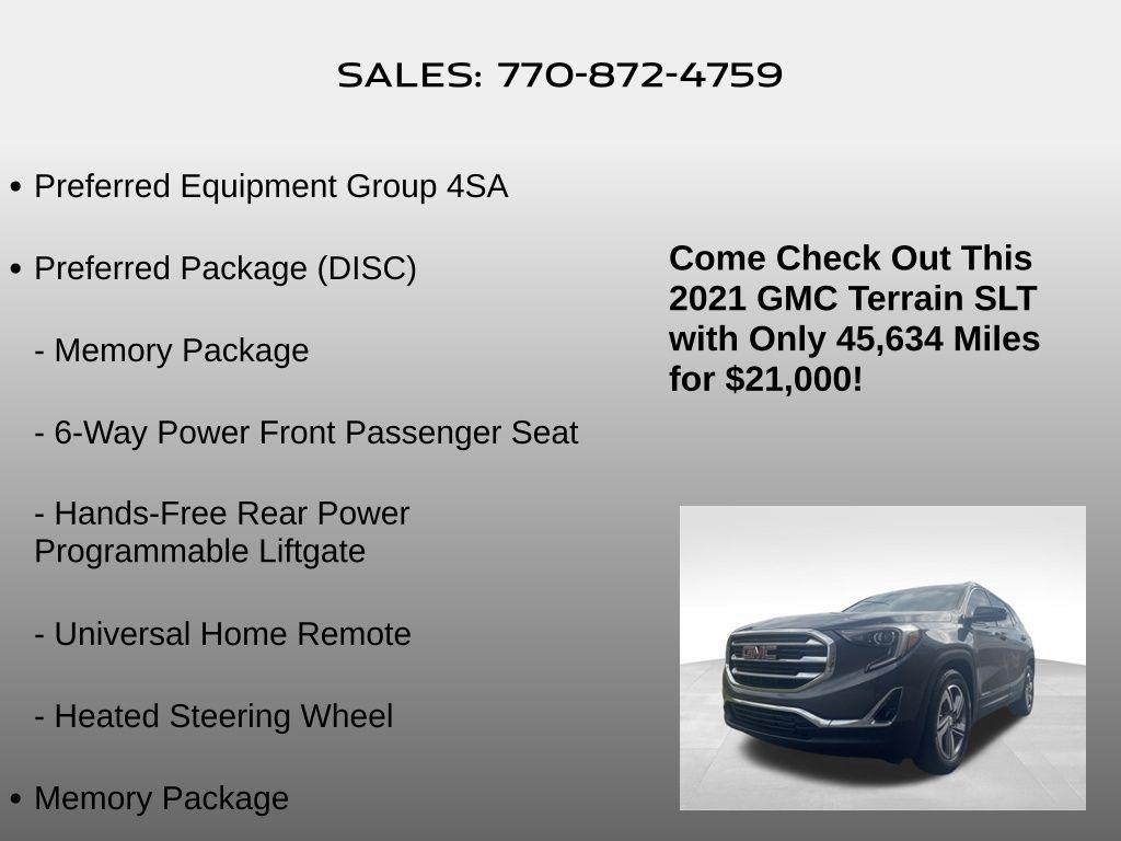 used 2021 GMC Terrain car, priced at $21,000