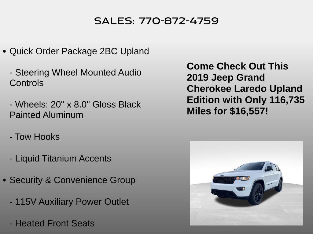 used 2019 Jeep Grand Cherokee car, priced at $16,557
