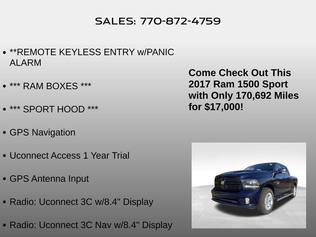 used 2017 Ram 1500 car, priced at $17,000