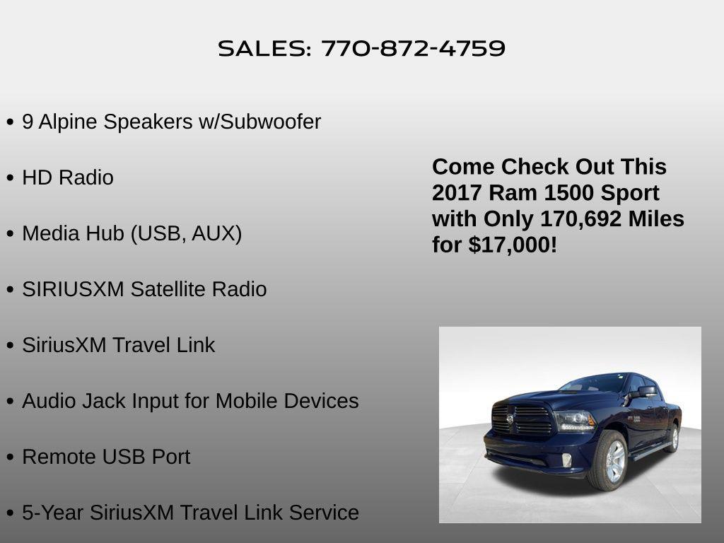 used 2017 Ram 1500 car, priced at $17,000