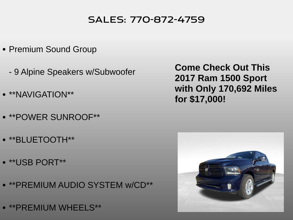 used 2017 Ram 1500 car, priced at $17,000