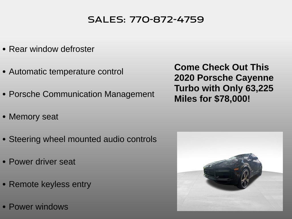 used 2020 Porsche Cayenne car, priced at $78,000