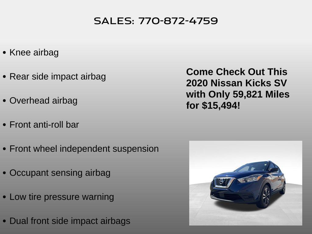 used 2020 Nissan Kicks car, priced at $15,494