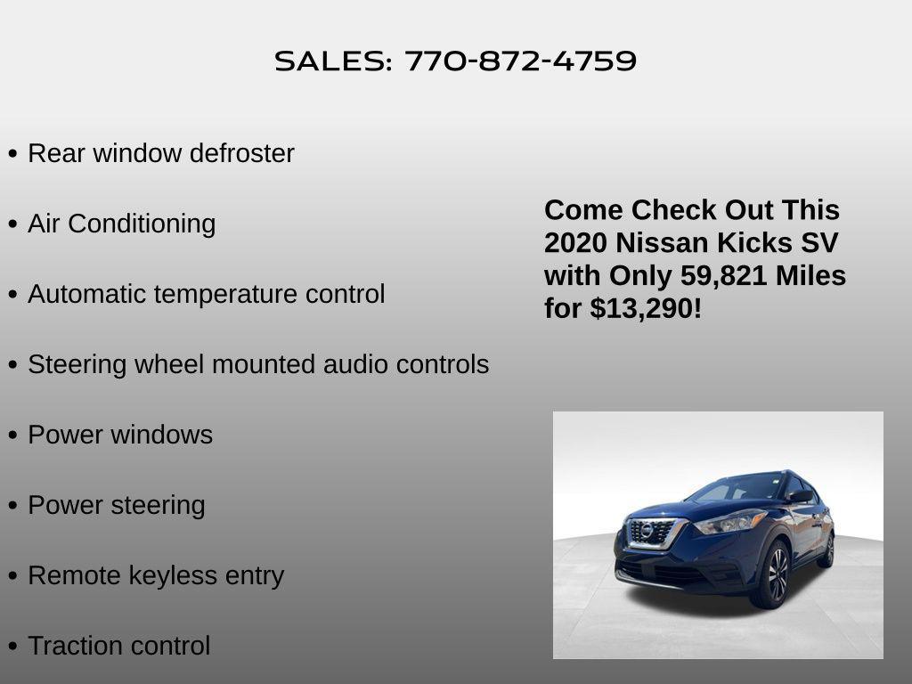 used 2020 Nissan Kicks car, priced at $13,290