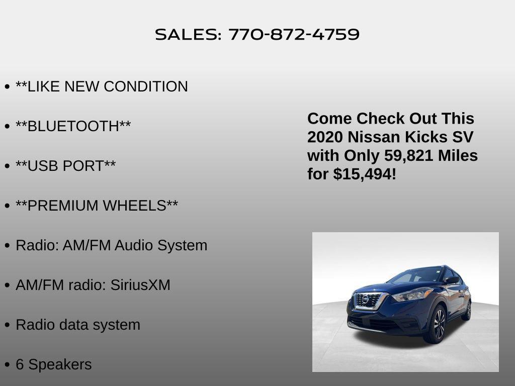 used 2020 Nissan Kicks car, priced at $15,494