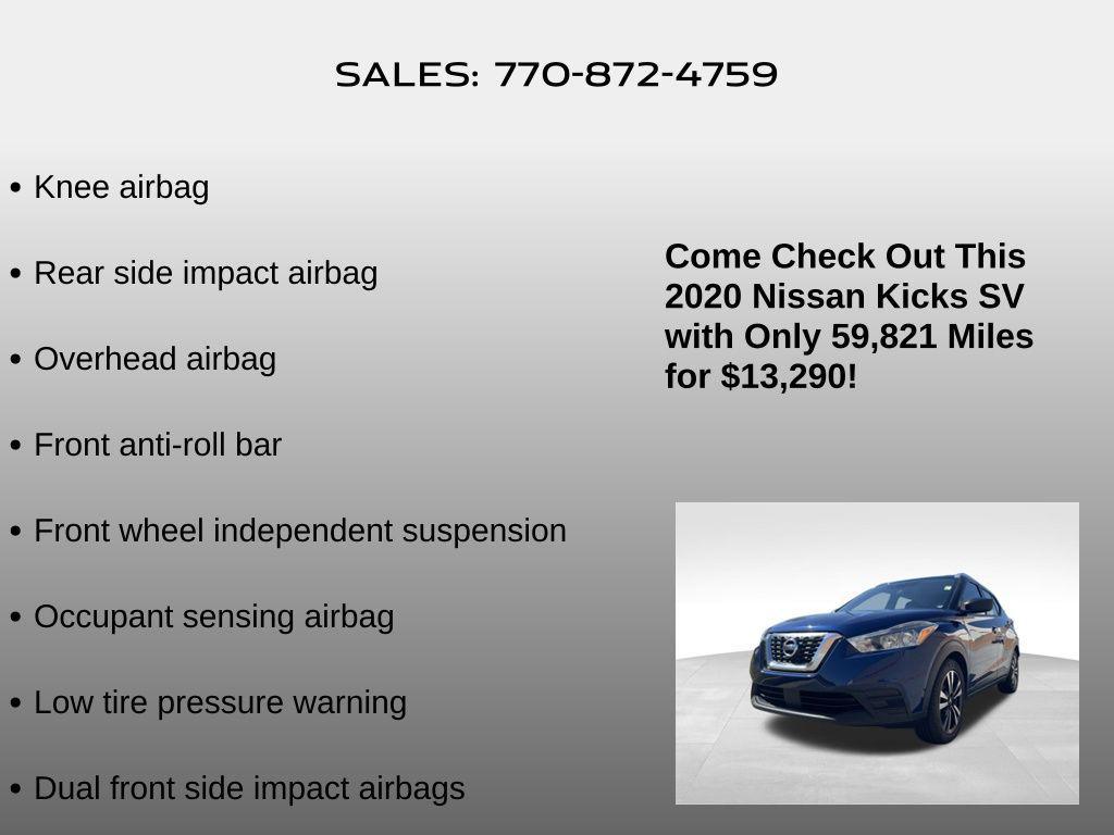 used 2020 Nissan Kicks car, priced at $13,290