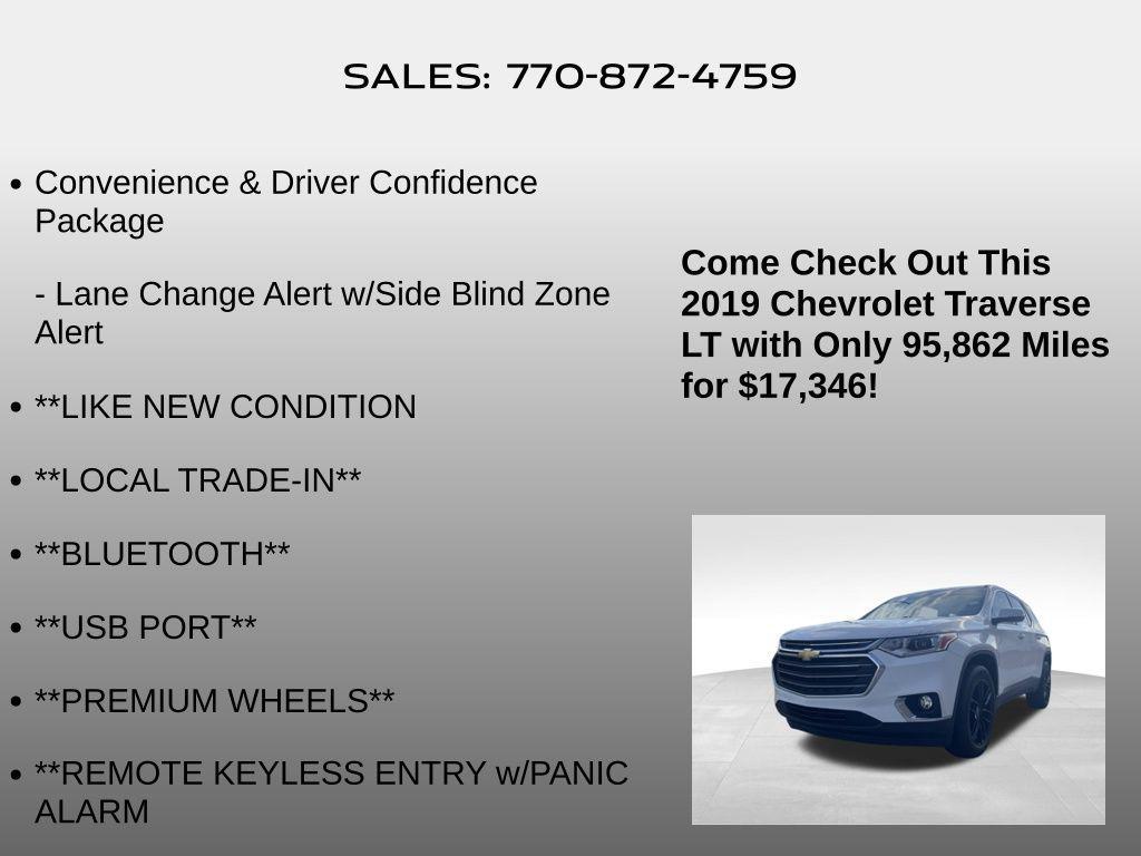 used 2019 Chevrolet Traverse car, priced at $17,346