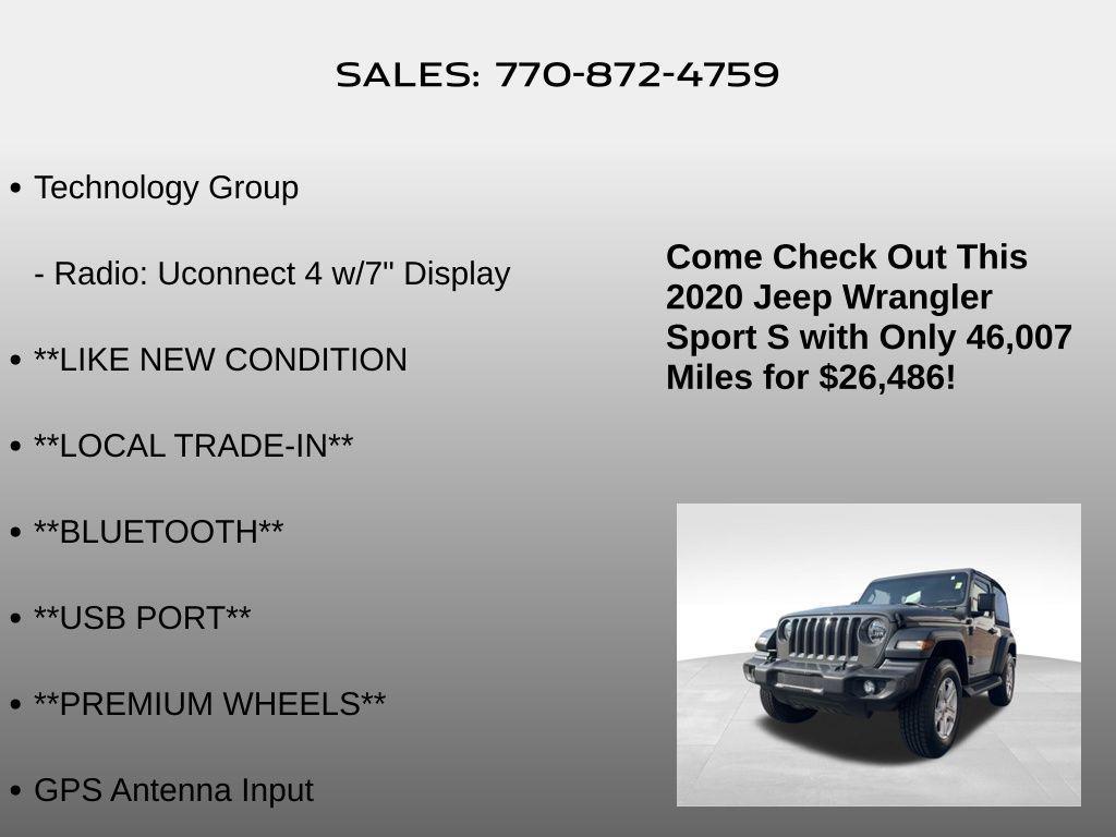 used 2020 Jeep Wrangler car, priced at $26,486