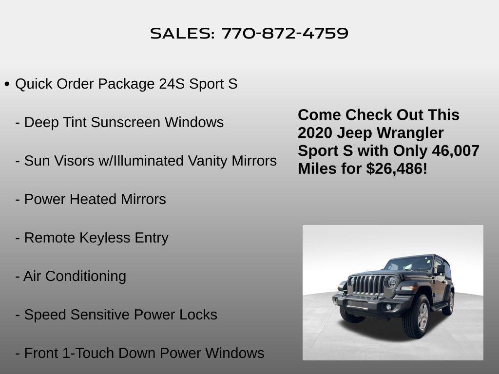 used 2020 Jeep Wrangler car, priced at $26,486