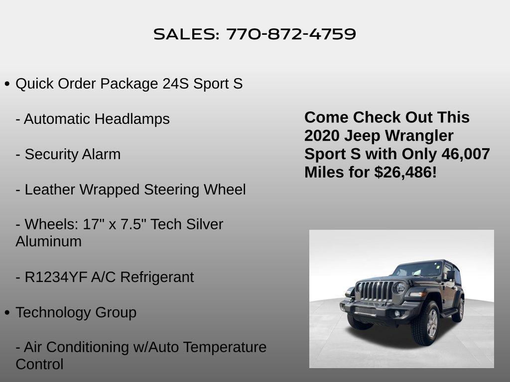 used 2020 Jeep Wrangler car, priced at $26,486