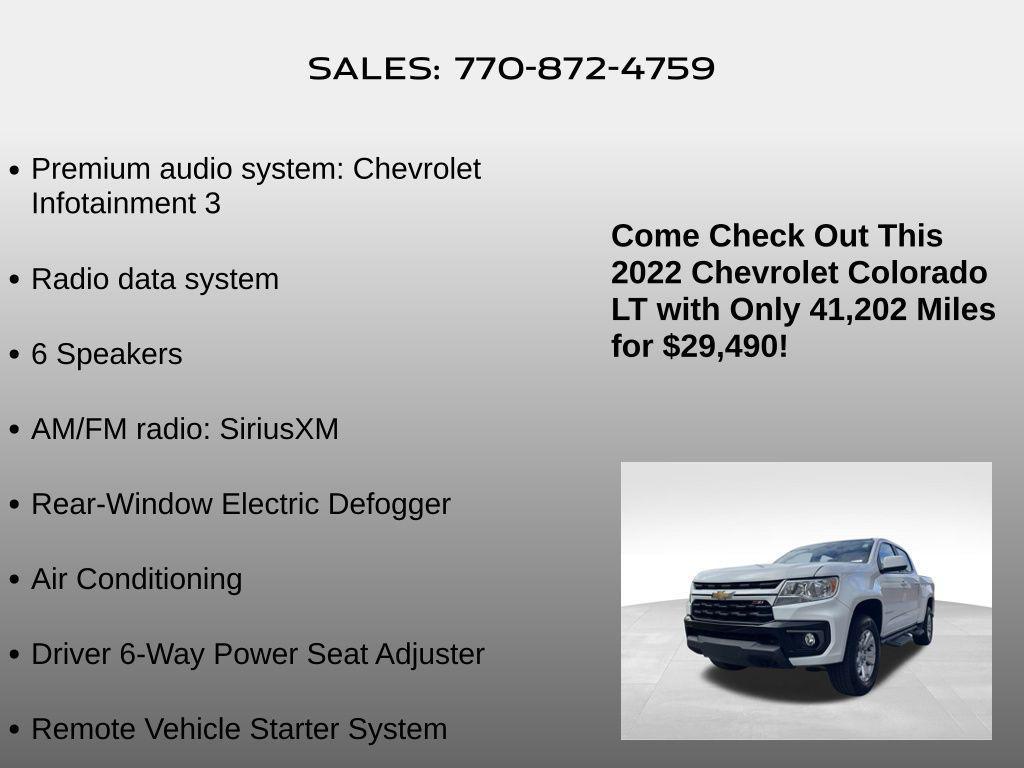 used 2022 Chevrolet Colorado car, priced at $29,490
