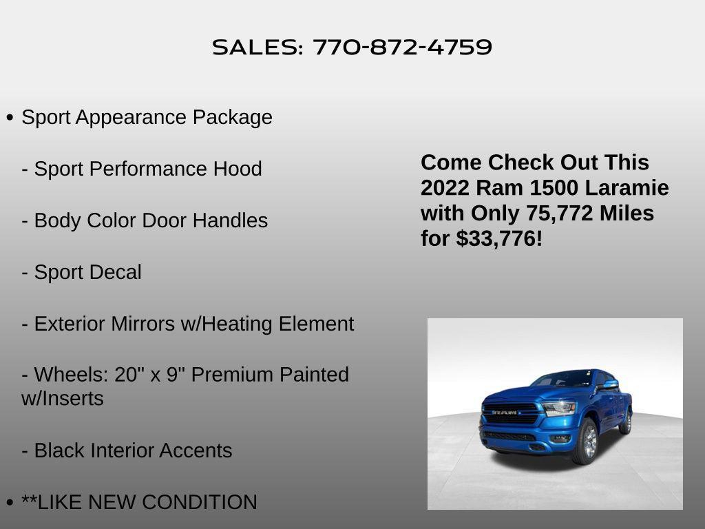 used 2022 Ram 1500 car, priced at $33,776