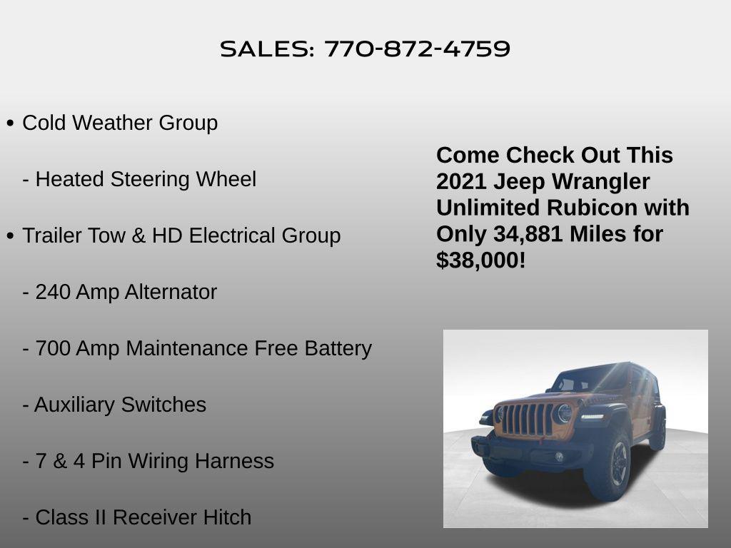 used 2021 Jeep Wrangler Unlimited car, priced at $38,000