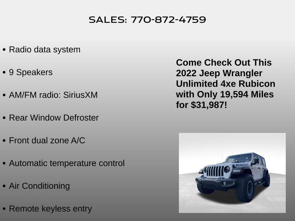 used 2022 Jeep Wrangler Unlimited 4xe car, priced at $31,987