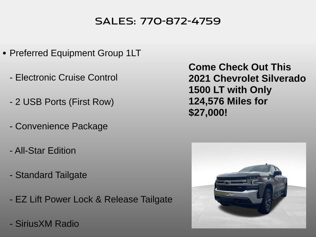 used 2021 Chevrolet Silverado 1500 car, priced at $27,000