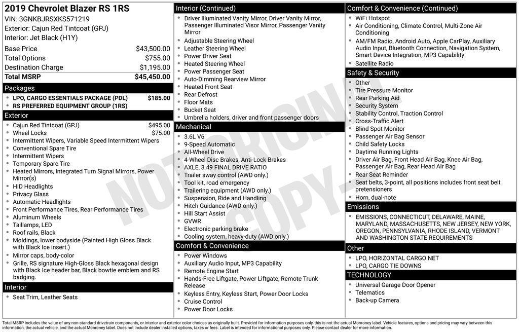 used 2019 Chevrolet Blazer car, priced at $19,228