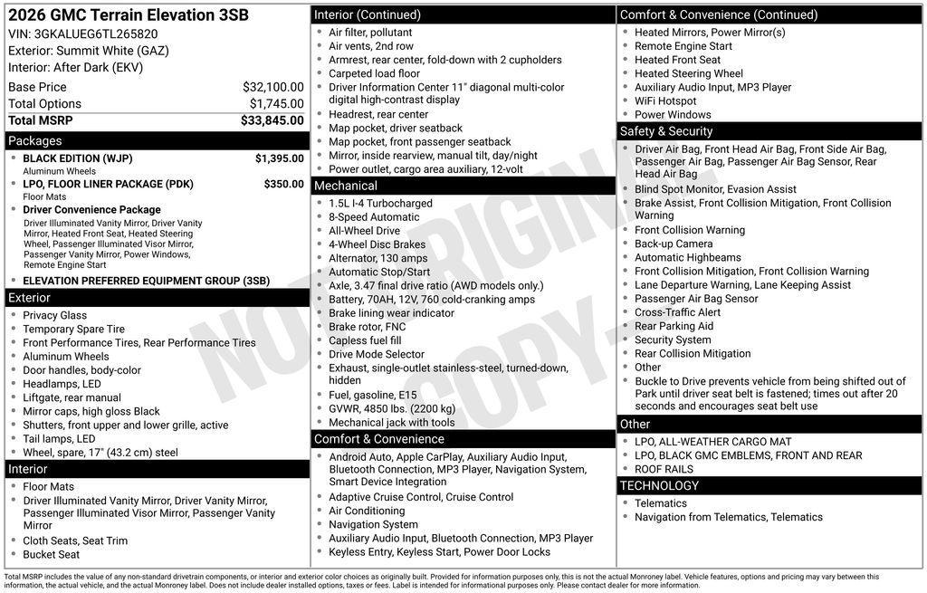 new 2026 GMC Terrain car, priced at $35,640