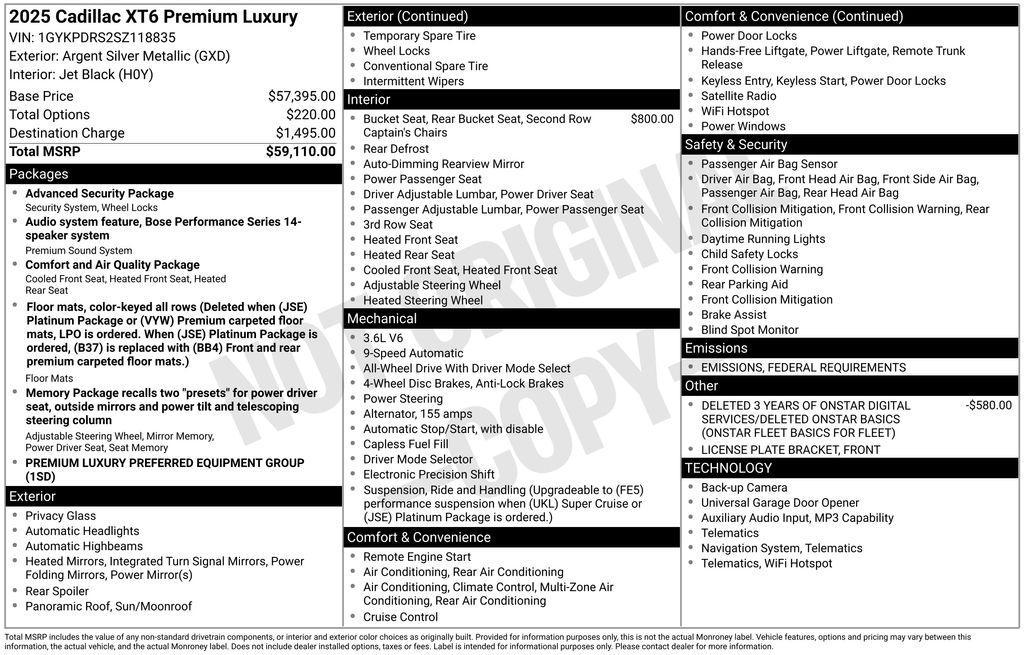 used 2025 Cadillac XT6 car, priced at $41,954