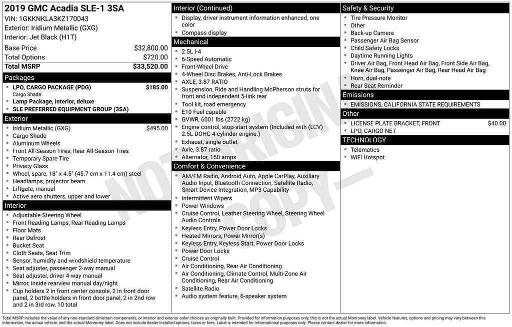 used 2019 GMC Acadia car, priced at $16,595