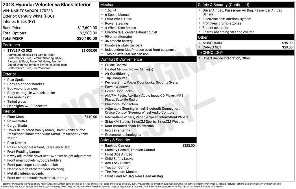 used 2013 Hyundai Veloster car, priced at $4,751