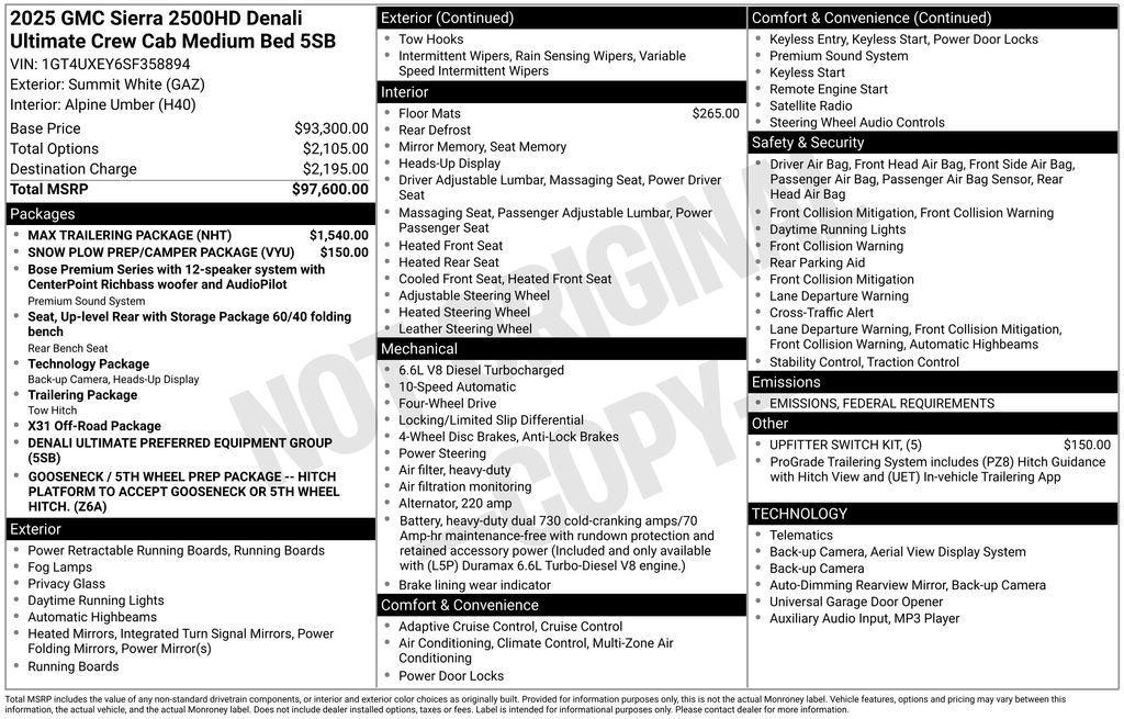 new 2025 GMC Sierra 2500 car, priced at $88,990