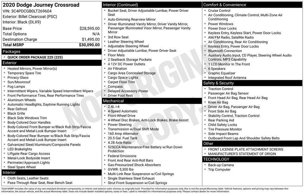 used 2020 Dodge Journey car, priced at $8,375