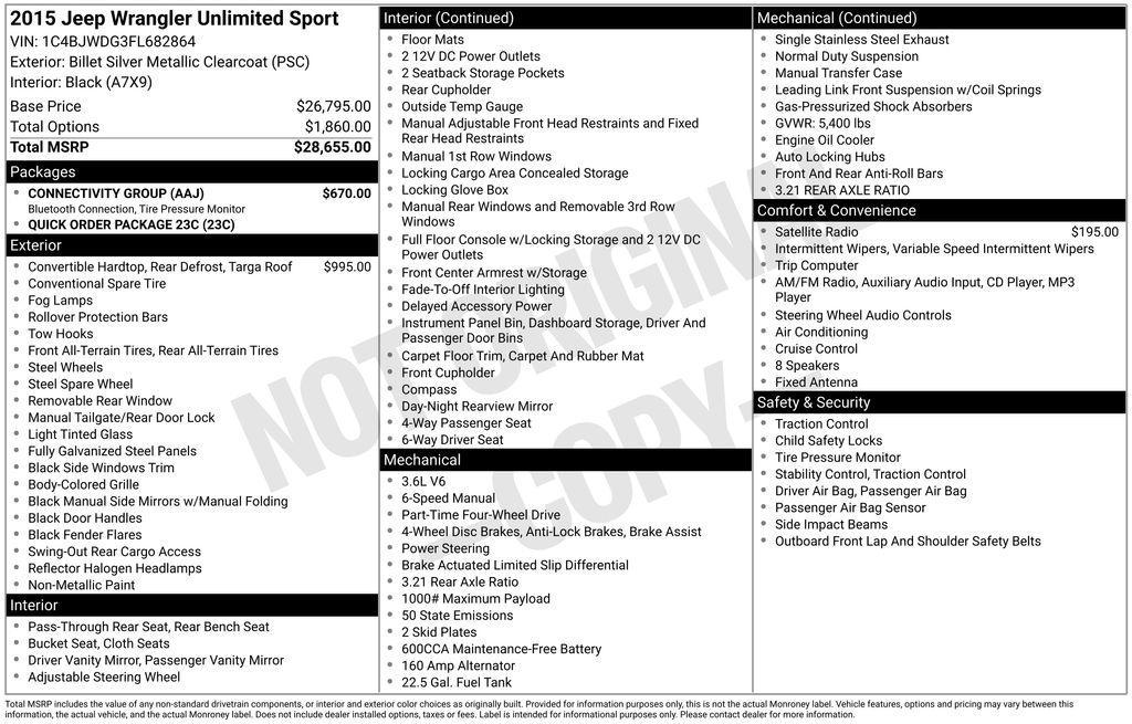 used 2015 Jeep Wrangler Unlimited car, priced at $14,988