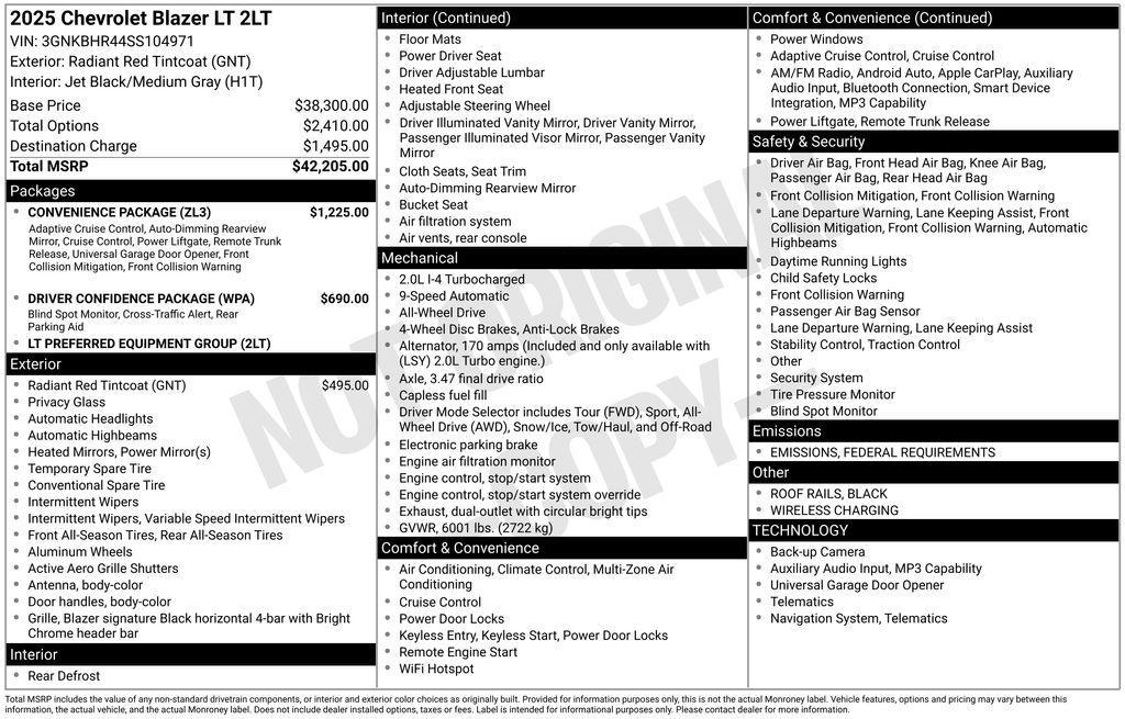 new 2025 Chevrolet Blazer car, priced at $35,995