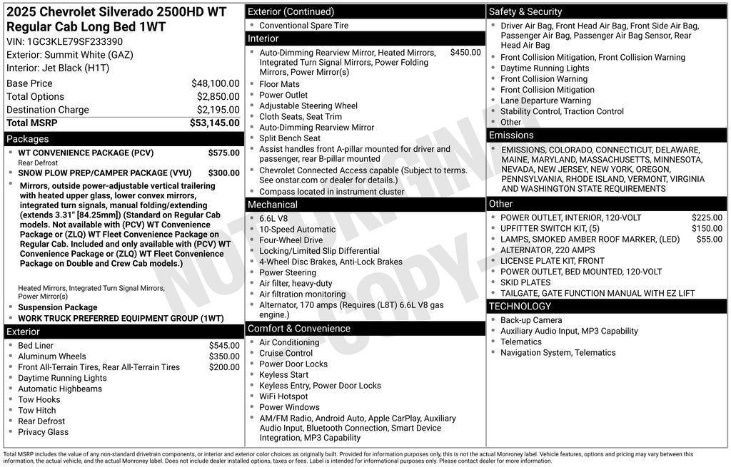 new 2025 Chevrolet Silverado 2500 car, priced at $47,700