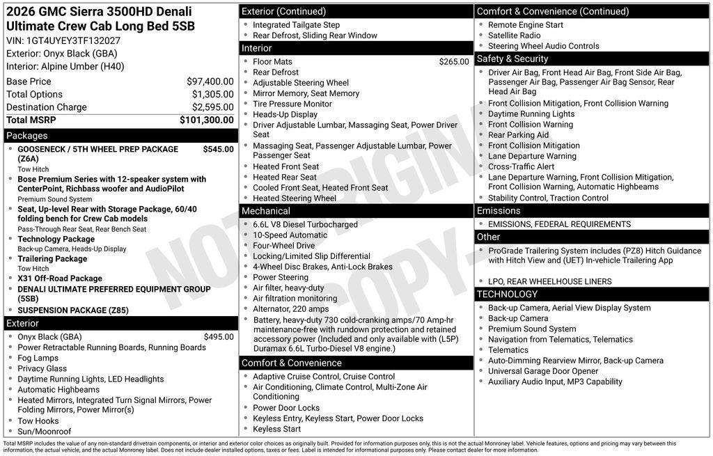 new 2026 GMC Sierra 3500 car, priced at $99,940