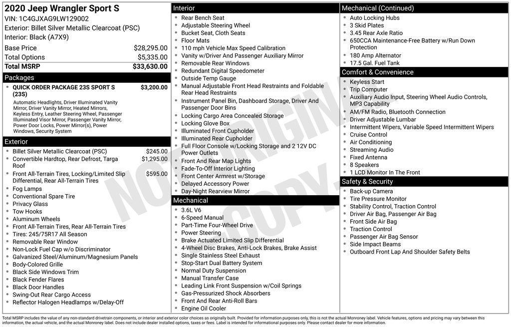 used 2020 Jeep Wrangler car, priced at $27,500