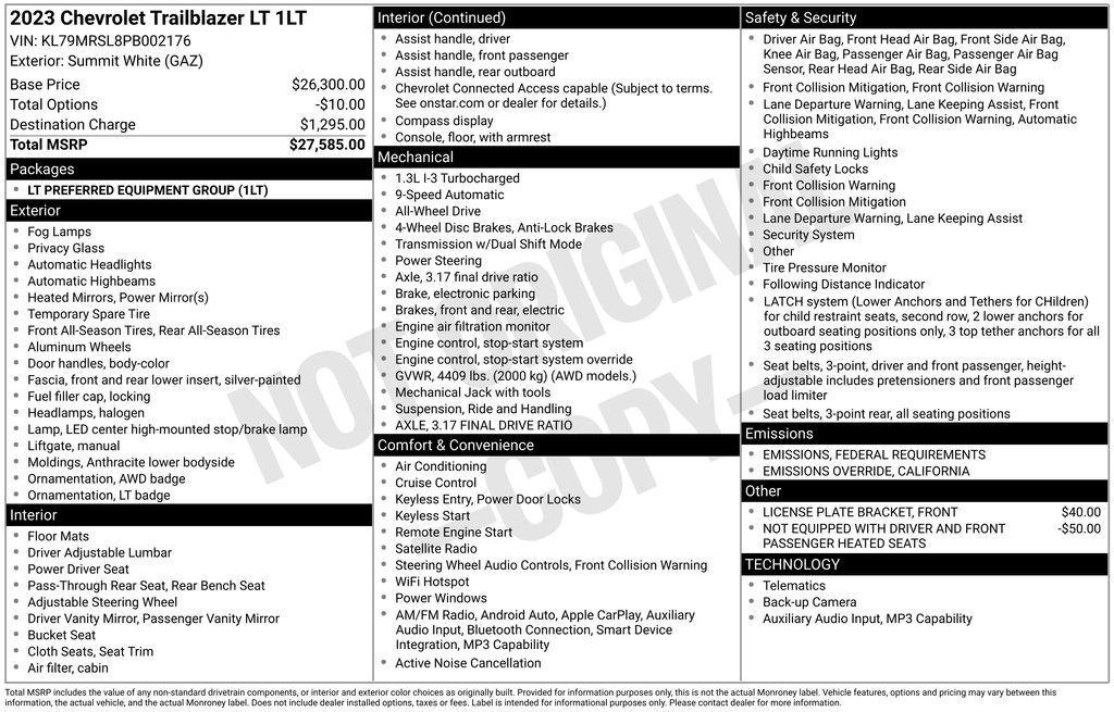 used 2023 Chevrolet TrailBlazer car, priced at $19,496