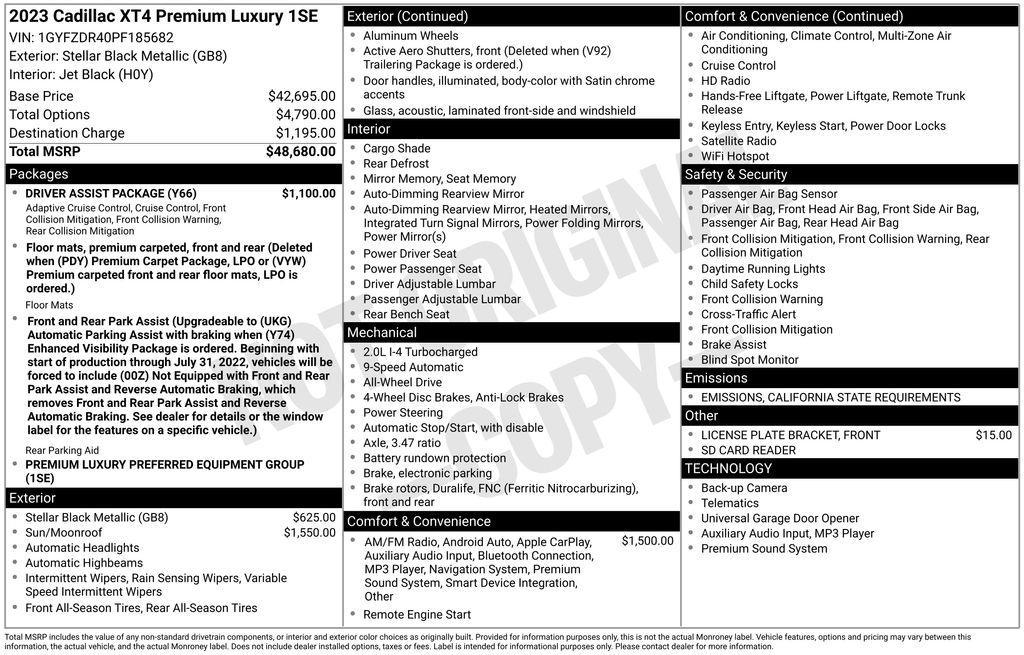 used 2023 Cadillac XT4 car, priced at $27,701