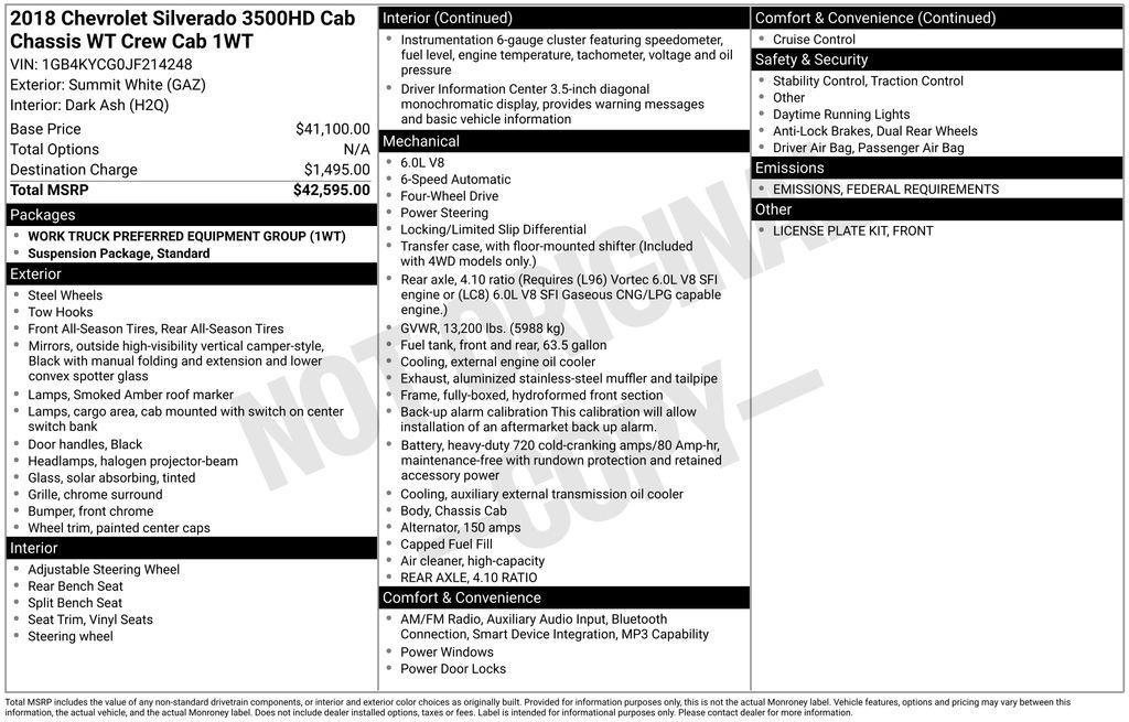 used 2018 Chevrolet Silverado 3500 car, priced at $19,500