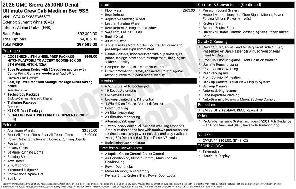 new 2025 GMC Sierra 2500 car, priced at $94,987